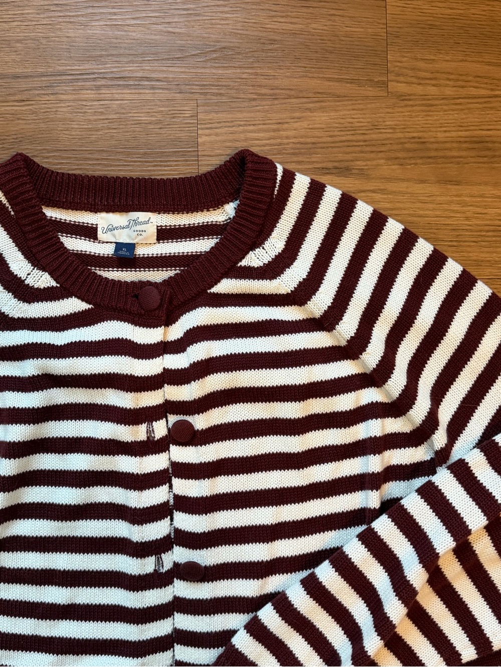 Universal Thread maroon and white striped cardigan